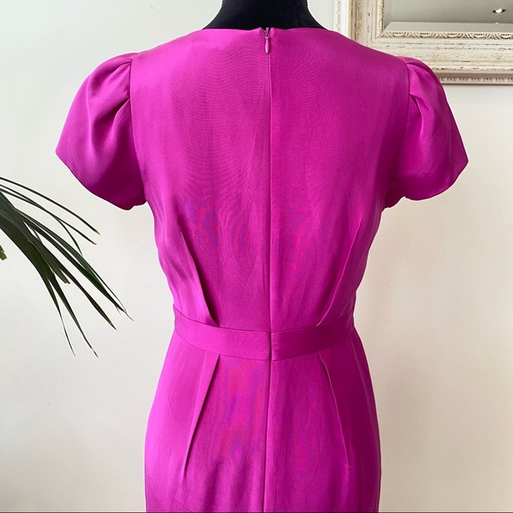 Jayson Brundson Black Label Cocktail Pink Mini Silk Baloon Sleeves Pink Dress 8 - Picture 7 of 10